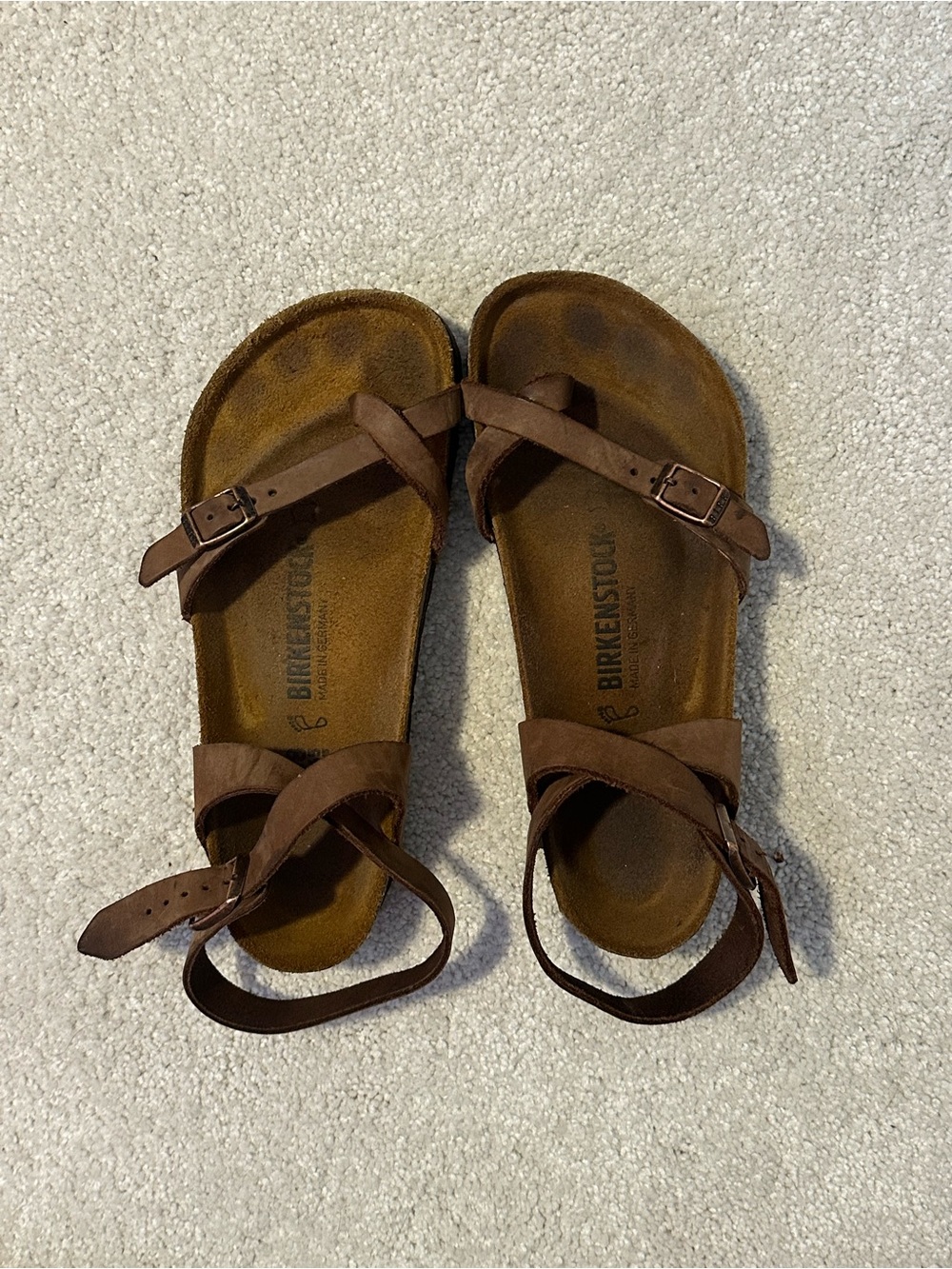 Birkenstock Brown Leather Cross-Strap Sandals